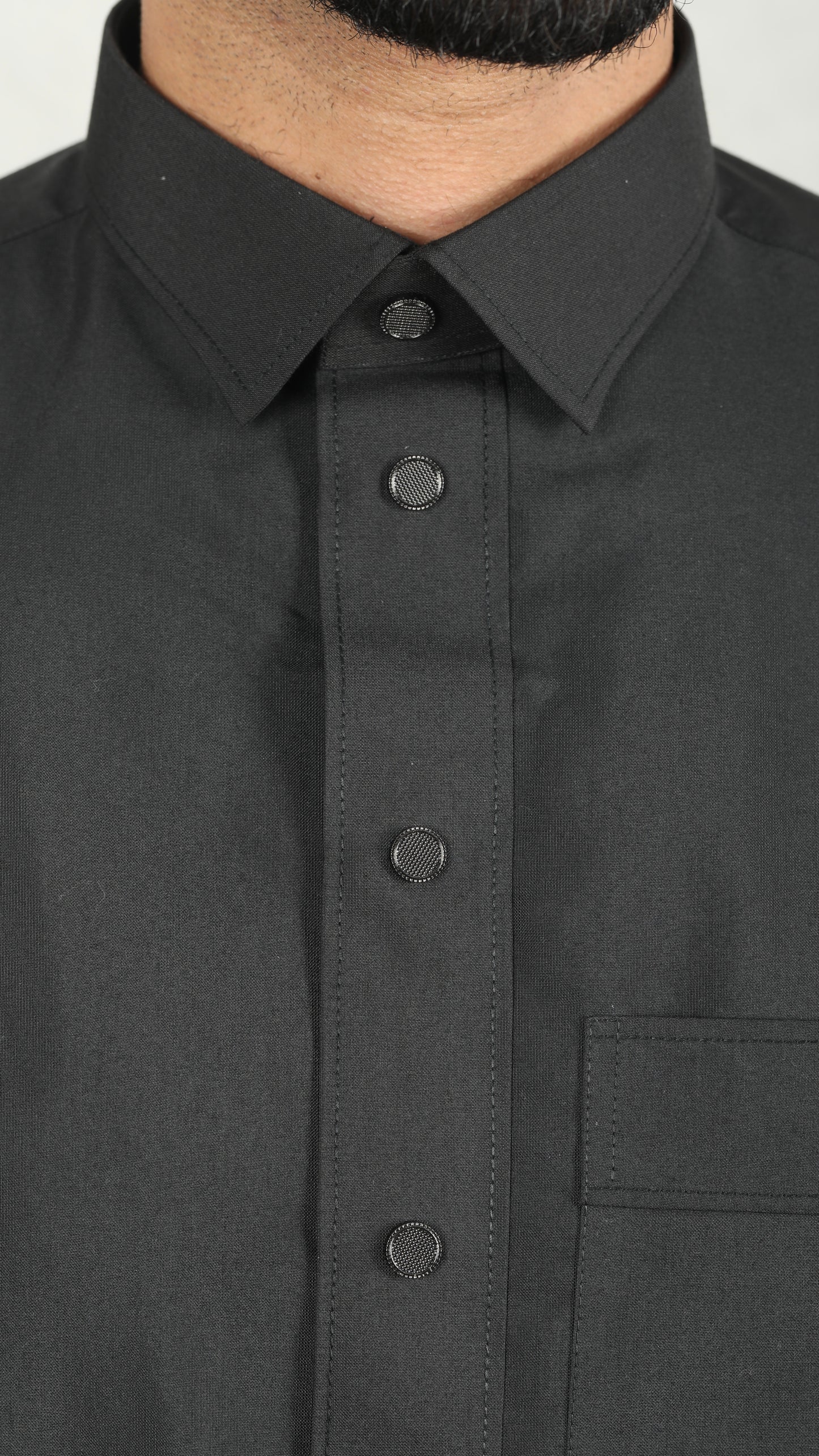 Noir Black Mens Jubba- Circular Black Buttons