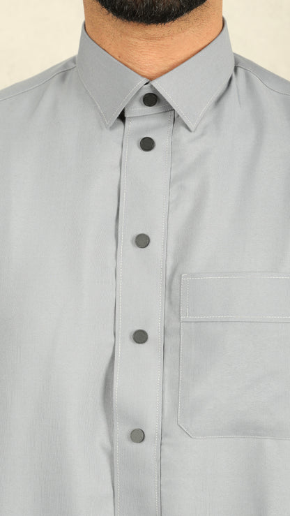 Slate Grey Mens Jubba - Circular Black Buttons