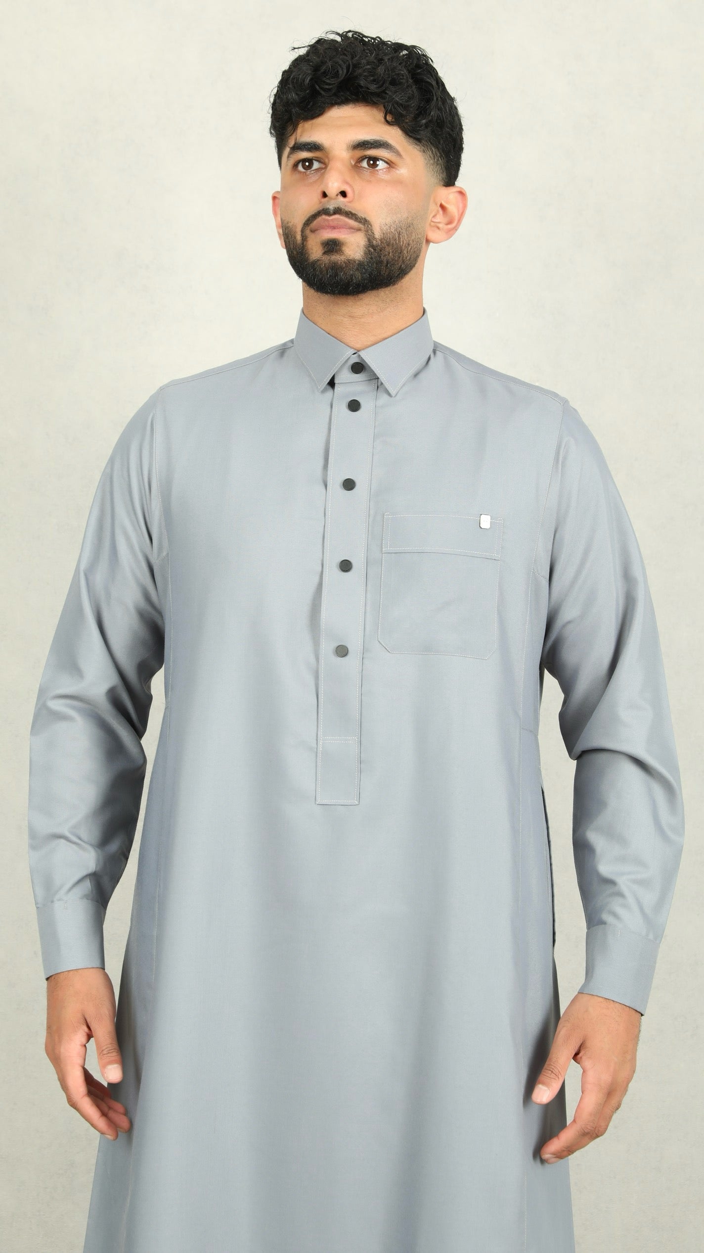 Slate Grey Mens Jubba - Circular Black Buttons