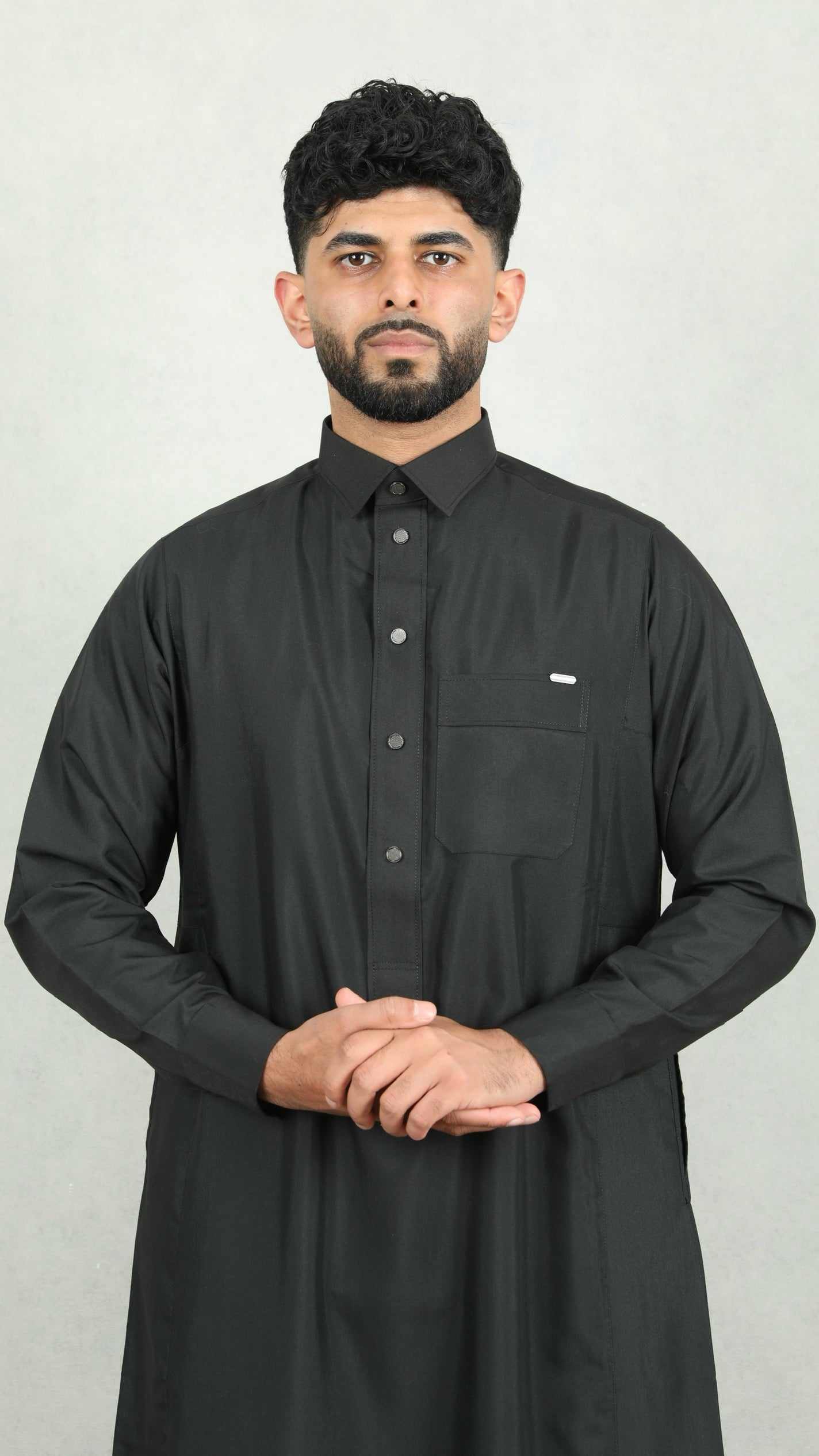 Noir Black Mens Jubba- Circular Black Buttons