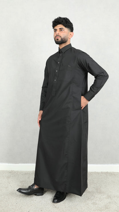 Noir Black Mens Jubba- Circular Black Buttons